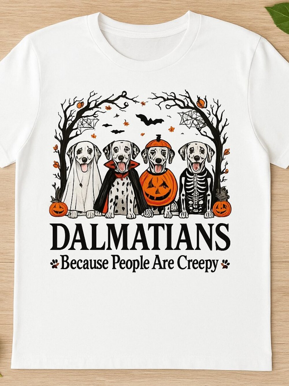 Dalmatian Halloween Graphic Tee, Spooky Dog Costume Shirt, Halloween T-Shirt